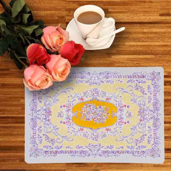 짠 다마스크 폴리에스터 플레이스매트 테이블 코스터